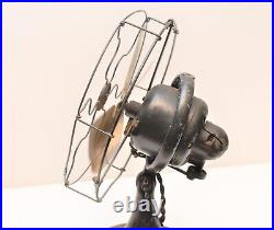 Antique ART DECO 9 Oscillating GE Whiz Electric Fan Brass Blades Works 8.3