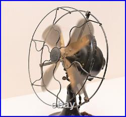 Antique ART DECO 9 Oscillating GE Whiz Electric Fan Brass Blades Works 8.3