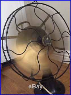 Antique Brass 6 Blade And Cage Oscillating 3 Speed Fan 13 Cage. Emerson 24666