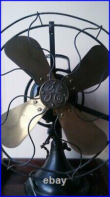 Antique Brass Blade 12 GE Loophandle Fan WORKS GREAT