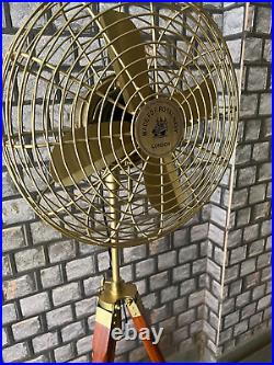 Antique Brass Electric Floor Fan with Wooden Tripod floor fan