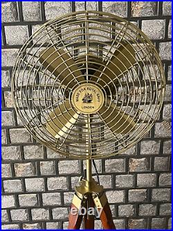 Antique Brass Electric Floor Fan with Wooden Tripod floor fan