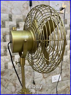 Antique Brass Electric Floor Fan with Wooden Tripod floor fan