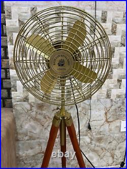 Antique Brass Electric Floor Fan with Wooden Tripod floor fan