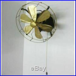 Antique Brass Fan Wall Mount 12 Inches Vintage Classic Oscillating Work 3 Steps