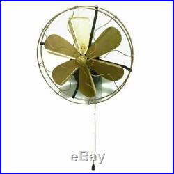 Antique Brass Fan Wall Mount 12 Inches Vintage Classic Oscillating Work 3 Steps