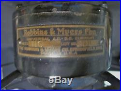 Antique Cast Iron 3 Speed Robbins & Myers Brass Blade Fan 10