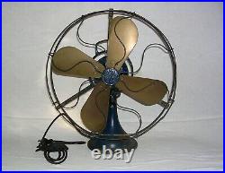Antique Cast Iron GE General Electric 16 Oscillating Fan with 4 Brass Blades