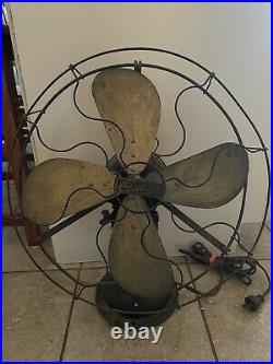Antique Century 16 Brass Blade Oscillating 5 Speed Electric Fan