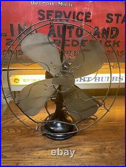 Antique Century 16 Brass Blade Oscillating 5 Speed Electric Fan