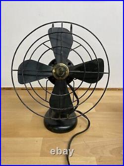 Antique Century Brass 4 Blade Working Black Oscillating Fan With Switch