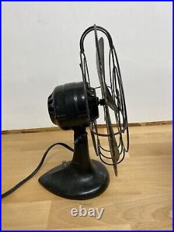 Antique Century Brass 4 Blade Working Black Oscillating Fan With Switch