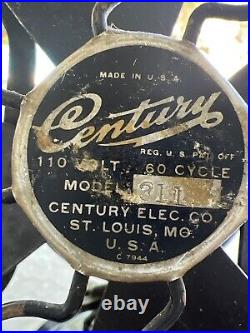 Antique Century Model 311 Blade & Cage Wall Fan Vintage Electric Fan NEED REPAIR
