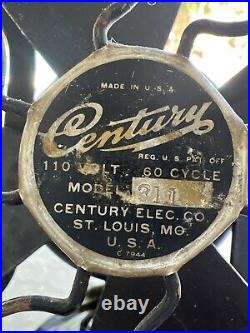Antique Century Model 311 Blade & Cage Wall Fan Vintage Electric Fan NEED REPAIR