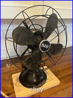 Antique DIEHL Electric Fan 12 Vintage 3 Speed OSCILLATING CAT J12012-3 ASIS