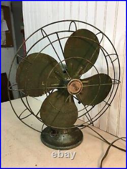 Antique Diehl 17in Wire Cage Oscillating Fan BRASS BLADE Working Fan
