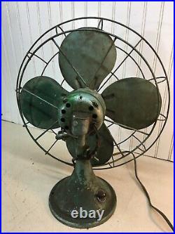 Antique Diehl 17in Wire Cage Oscillating Fan BRASS BLADE Working Fan
