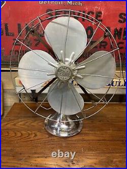 Antique Diehl Electric Fan 16 Chrome Oscillating H16712-1