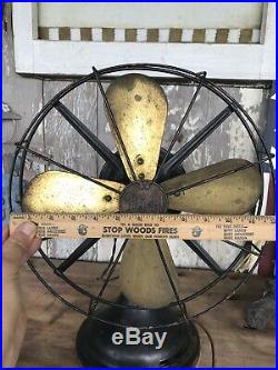 Antique Diehl Oscillating 3 Speed Fan Working Stunning Brass Blades Steampunk