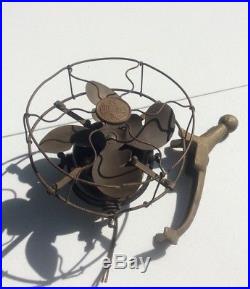 Antique EMERSON ELECTRIC FAN 8 Brass Blade Bullwinkle W Bed Post Bracket USA