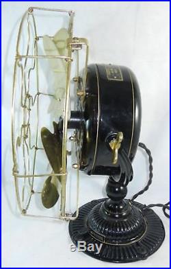 Antique EMERSON Restored Model 2010 12 Pedestal Fan Brass Cage Centrifugal Swtc