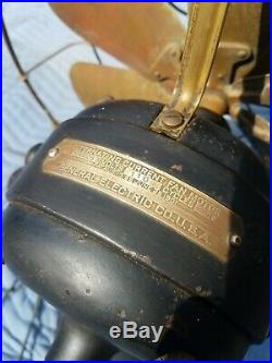 Antique Early 1902 Era General Electric GE Brass 6 Blade Fan Model 752253. WORKS