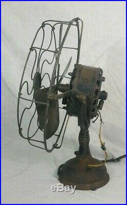 Antique Early General Electric Fan Pancake Motor 16 Brass Blade Type A K Form B