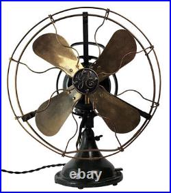 Antique Electric 1916 GE 12 2 star Oscillating Fan Brass Cage Blade