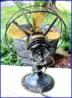 Antique Electric 4 Brass Blade RARE Fan ROBBINS & MYERS Model 3600 VINTAGE FANS