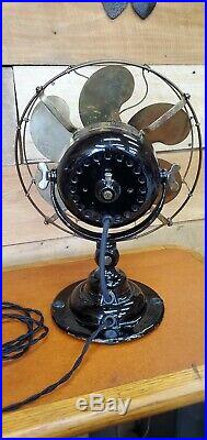Antique Electric Fan 1912 Emerson 17666, Org Patina And Japanning Brass Blade
