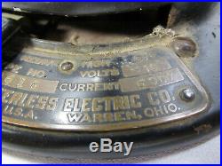 Antique Electric Fan Brass Blade Peerless Vintage Old Great Original Works