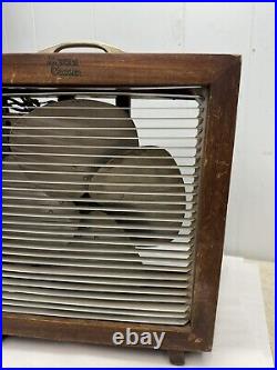 Antique Electric Fan Mathes Cooler 2 Speed Original Metal Wood Vintage USA Made