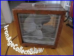 Antique Electric Fan Mathes Cooler 4 Speed Original Metal Wood Vintage USA Made