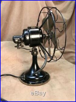 Antique Electric Fan Robbins & Myers 10 wide 5 blade brass blade desk fan