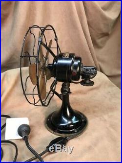 Antique Electric Fan Robbins & Myers 10 wide 5 blade brass blade desk fan