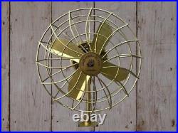 Antique Electric Pedestal Floor Fan Vintage Style With Wooden Tripod Stand Decor