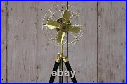 Antique Electric Pedestal Floor Fan Vintage Style With Wooden Tripod Stand Decor