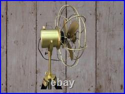 Antique Electric Pedestal Floor Fan Vintage Style With Wooden Tripod Stand Decor