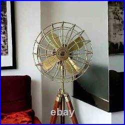 Antique Electric Royal Navy Pedestal Floor Fan with Tripod Stand Corner Decora