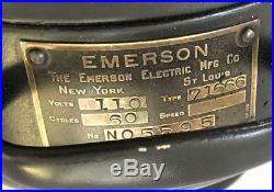 Antique Emerson 12 inch electric fan 6 wing Type 71666 vintage brass Works