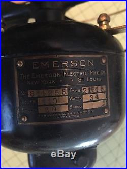 Antique Emerson 21645 Brass Blade Brass Cage Fan