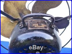 Antique Emerson 3- Speed 6 Brass Blade 12 Oscillating Fan
