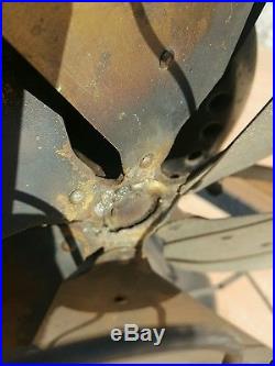 Antique Emerson 6 brass blade fan. K52497. Parts/repair. Hub damage. No cord