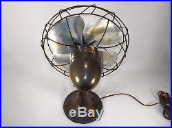Antique Emerson 6250 K Reciprocating Fan Brass Blades Works Great Art Deco