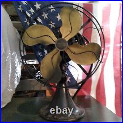 Antique Emerson 73646-ak Electric Fan 13 Brass Blade Cage 3 Speed Works
