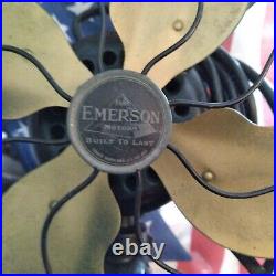 Antique Emerson 73646-ak Electric Fan 13 Brass Blade Cage 3 Speed Works