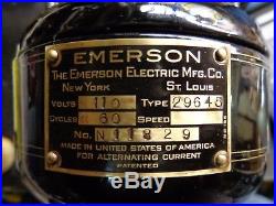 Antique Emerson 9 fan brass blade oscillating 3 speeds vintage 1922 restored