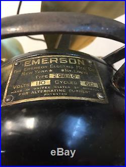 Antique Emerson Brass Blade Fan 29646 Circa 1920s Original Paint