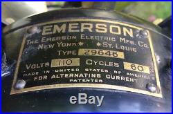 Antique Emerson Brass Blade Fan #29646 Circa 1931 3 Speed Oscillator Nice