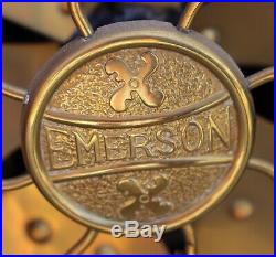 Antique Emerson Copper 6 Blade Cage 3 Speed Electric Fan Type 21666 No. 192098